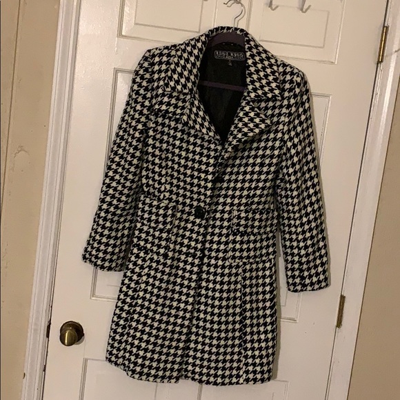 last kiss Jackets & Blazers - Last Kiss Houndstooth Pea Coat